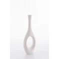Wazon ceramiczny RISO o nowoczesnym kształcie z efektem rosy - 12 x 6 x 36 cm - kremowy 2