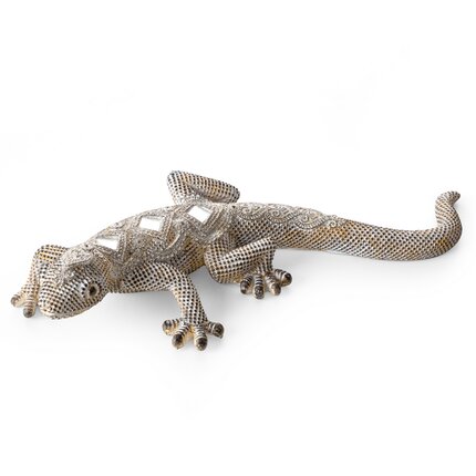 Jaszczurka - figurka dekoracyjna GATOS o drobnym strukturalnym wzorze 25 x 11 x 5 cm srebrny,złoty
