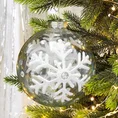 Bombka z transparentnego tęczowego szkła zdobiona śnieżynkami z brokatu oraz kryształkami - ∅ 8 cm - biały 1