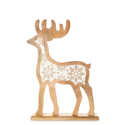 Figurka drewniana świąteczna z naturalnego drewna w kształcie renifera Figurka drewniana świąteczna z naturalnego drewna w kształcie renifera - 23 x 5 x 20 cm