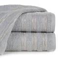 Ręcznik JONAS z bawełny z ozdobną żakardową bordiurą z marszczeniem - 50 x 90 cm - srebrny 1