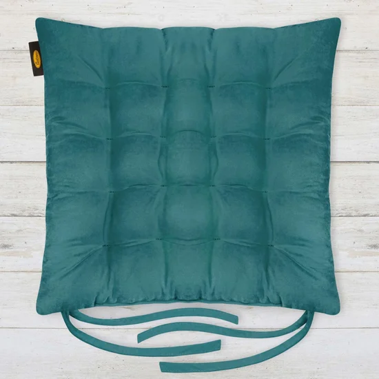 ADORE dwustronna welurowa poduszka siedziskowa na krzesło z szesnastoma pikowaniami, gramatura 195 g/m2 - 40 x 40 x 6 cm - ciemnoturkusowy