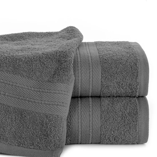 Ręcznik KAYA klasyczny z żakardową bordiurą - 30 x 50 cm - stalowy
