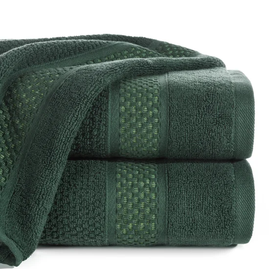 Ręcznik DANNY bawełniany o ryżowej strukturze podkreślony żakardową bordiurą o wypukłym wzorze - 70 x 140 cm - zielony