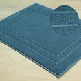 Lekki, chłonący wodę dywanik łazienkowy CALEB z bawełny zdobiony pasem wzoru w krateczkę - 50 x 70 cm - niebieski 3