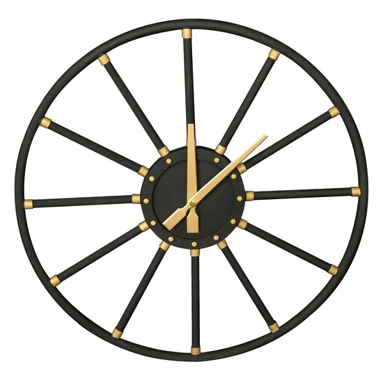 Dekoracyjny zegar ścienny w nowoczesnym stylu z metalu - 68 x 4 x 68 cm - czarny