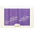 Komplet ręczników ALAN z haftem w kartonowym opakowaniu - 30x50, 50x90, 70x140 cm - fioletowy 1