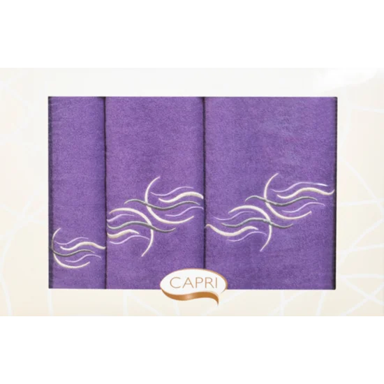 Komplet ręczników ALAN z haftem w kartonowym opakowaniu - 30x50, 50x90, 70x140 cm - fioletowy