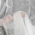 Firana LEILA z tkaniny o strukturze drobnej siateczki z nadrukiem srebrnych liści - 140 x 260 cm - biały 7