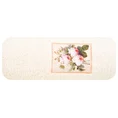 Ręcznik z naszywaną aplikacją z kwiatami - 70 x 140 cm - beżowy 3