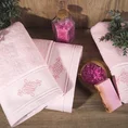 Ręcznik z bordiurą zdobioną ornamentowym haftem - 70 x 140 cm - różowy 6