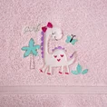 Ręcznik BABY z haftowaną aplikacją z dinozaurem - 50 x 90 cm - różowy 2