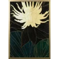 Obraz z nadrukiem liści i kwiatów w złotej ramce - 53 x 73 cm - zielony 1