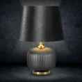 Lampa dekoracyjna REA na pękatej szklanej podstawie z welwetowym abażurem - ∅ 32 x 57 cm - czarny 1