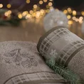 Ręcznik HOLLY 01 świąteczny z żakardową bordiurą  w kratę i haftem z szyszkami - 70 x 140 cm - jasnobeżowy 4