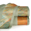 EVA MINGE Ręcznik STELLA z puszystej bawełny z bordiurą zdobioną designerskim nadrukiem - 50 x 90 cm - oliwkowy 1