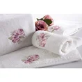 Ręcznik GARDEN z owalną aplikacją z z kwiatami - 70 x 140 cm - biały 3