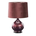 Lampa stołowa BETH na kulistej podstawie łączącej perłowe szkło i metal z welwetowym abażurem - 35 x 14 x 53 cm - bordowy 3