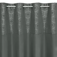 Zasłona DAFNE z gładkiej matowej tkaniny z ozdobnym pasem z geometrycznym srebrnym nadrukiem w górnej części - 140 x 250 cm - grafitowy 4