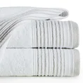 Ręcznik z ozdobną połyskującą bordiurą - 70 x 140 cm - biały 1
