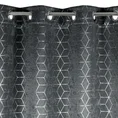 Zasłona ANDRE zaciemniająca typu blackout  zdobiona srebrnym, geometrycznym nadrukiem - 135 x 250 cm - stalowy 4