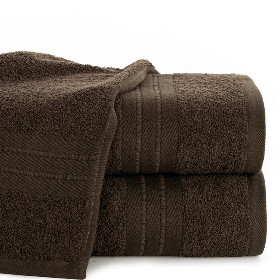 Ręcznik KAYA klasyczny z żakardową bordiurą - 50 x 90 cm - brązowy