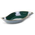 Patera ceramiczna AMORA 2 o lśniącej powierzchni ze złotym detalem - 36 x 18 x 5 cm - zielony 2