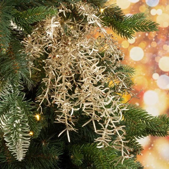 Gałązka świąteczna obsypana złocistym brokatem - 9 x 65 cm - szampański