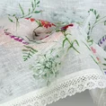 Zazdrostka z etaminy z nadrukiem letnich polnych kwiatów i bawełnianą koronką - 150 x 60 cm - biały 2