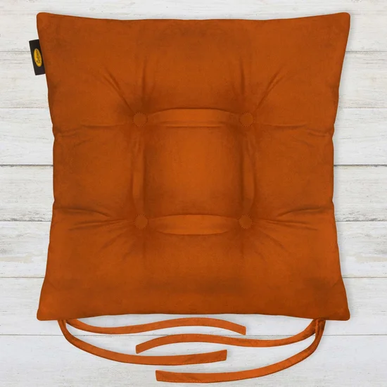 ADORE dwustronna welurowa poduszka siedziskowa na krzesło z czterema pikowaniami, gramatura 195 g/m2 - 40 x 40 x 8 cm - ceglasty