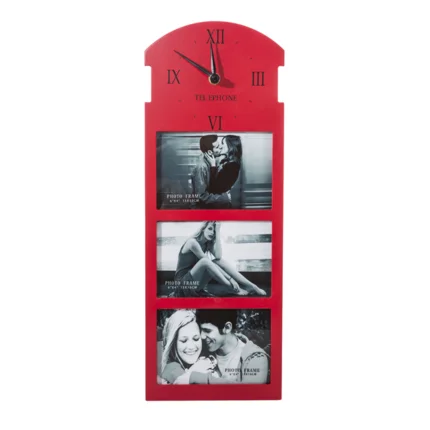 Dekoracyjna ramka CLOCK z zegarem, angielska budka telefoniczna Dekoracyjna ramka CLOCK z zegarem, angielska budka telefoniczna - 17 x 1 x 45 cm