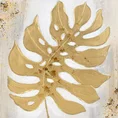 Obraz GOLDIE  złoty liść monstery ręcznie malowany na płótnie - 60 x 60 cm - złoty 1