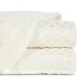 Ręcznik z geometryczną bordiurą z połyskiem - 50 x 90 cm - kremowy 1