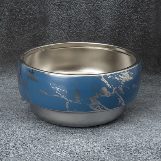Misa ceramiczna MARBLE z marmurowym wzorem - ∅ 25 x 12 cm - niebieski