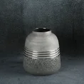 Wazon ceramiczny NELI o łączonych fakturach, nowoczesny - ∅ 18 x 20 cm - srebrny 1