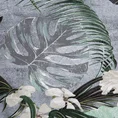 NOVA PRINT Komplet pościeli NIKA z satyny bawełnianej z motywem egzotycznych kwiatów - 160 x 200 cm - stalowy 4