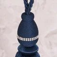 Dekoracyjny sznur do upięć z chwostem zdobiony drobnymi kryształkami - 75 cm - granatowy 3
