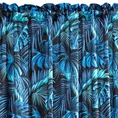 Zasłona welwetowa LAGUNA z nadrukiem egzotycznych liści - 140 x 270 cm - niebieski 5