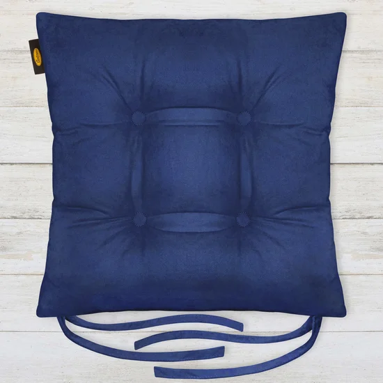 ADORE dwustronna welurowa poduszka siedziskowa na krzesło z czterema pikowaniami - 40 x 40 x 8 cm - niebieski