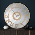 Dekoracyjny zegar ścienny w stylu vintage ze szklaną tarczą - 60 x 5 x 60 cm - złoty 8