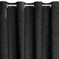 Zasłona ISLA z matowego welwetu z żakardowym geometrycznym wzorem - 140 x 250 cm - czarny 6