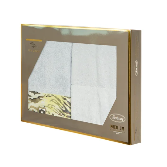EWA MINGE Komplet ręczników CECIL w eleganckim opakowaniu, idealne na prezent! - 2 szt. 50 x 90 cm - srebrny