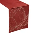 Bieżnik welwetowy BLINK 12 z welwetu z dużym wzorem kwiatu lotosu - 35 x 220 cm - ceglasty 3