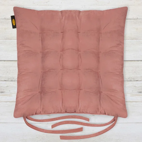 ADORE dwustronna welurowa poduszka siedziskowa na krzesło z szesnastoma pikowaniami, gramatura 195 g/m2 - 40 x 40 x 6 cm - różowy