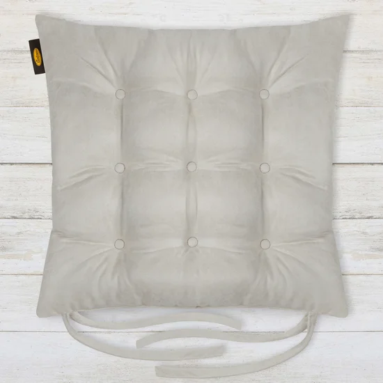 ADORE dwustronna welurowa poduszka siedziskowa na krzesło z dziewięcioma pikowaniami, gramatura 195 g/m2 - 40 x 40 x 6 cm - popielaty