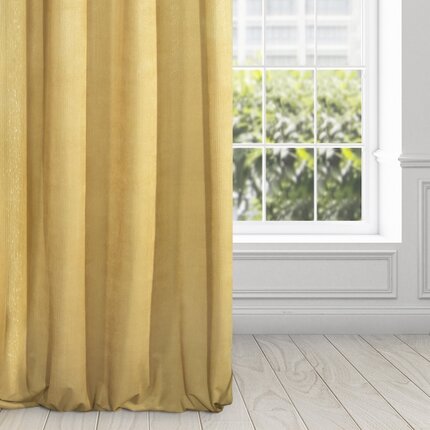 Zasłona musztardowa z dodatkiem lśniącej nici z welwetu 140x270 cm przelotka CLARISA Diva Line 140 x 270 cm musztardowy przelotki/koła | Eurofirany