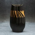 Wazon ceramiczny SELENA  czarny ze złotym zdobieniem - 14 x 8 x 28 cm - czarny 1