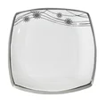 Patera dekoracyjna ADRI ze srebrną aplikacją i kryształkami - 20 x 20 x 4 cm - biały 1