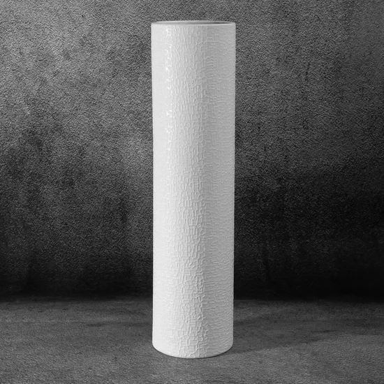 Wazon ceramiczny RISO z drobnym wzorem - ∅ 13 x 50 cm - biały