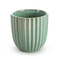 Osłonka ceramiczna na donicę ARINA ze żłobieniami - ∅ 13 x 13 cm - zielony 2